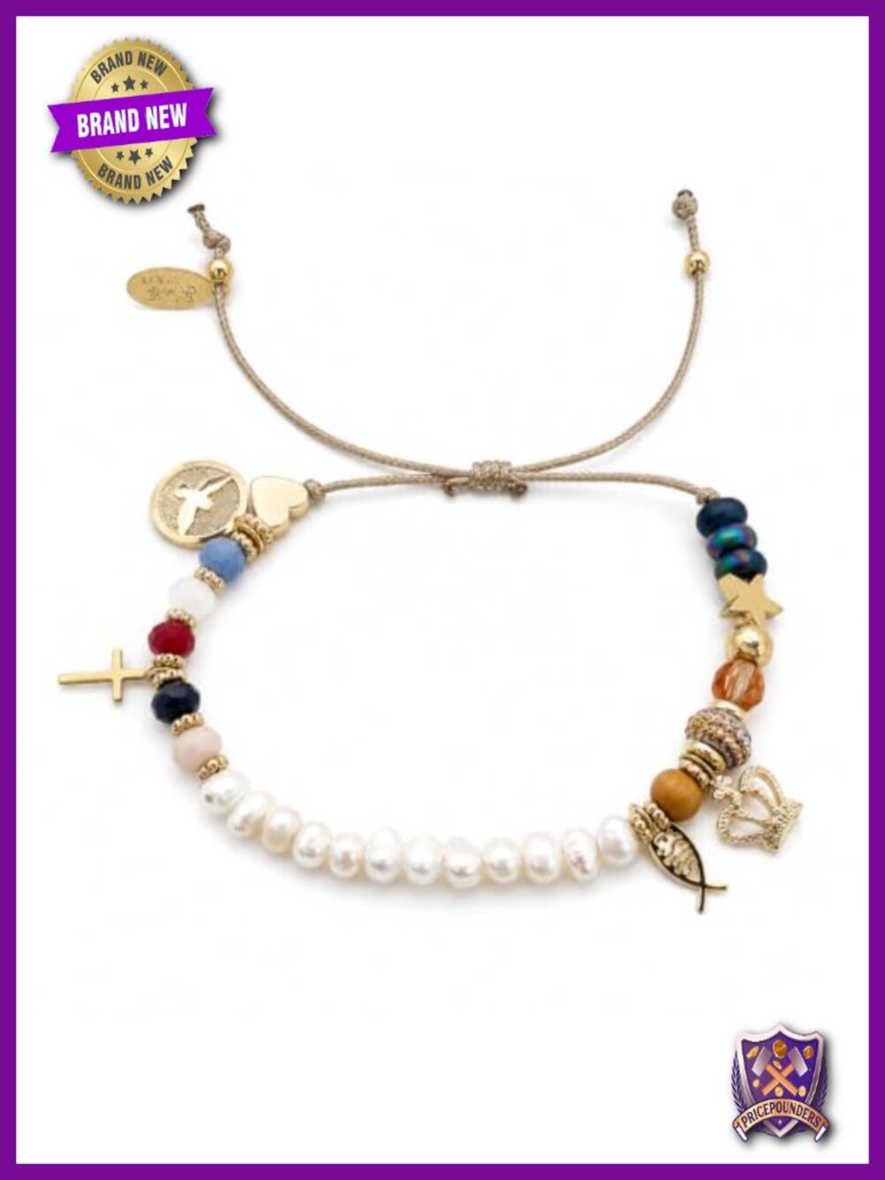 Story of Jesus Handmade Charm Bracelet Adjustable Sliding Knot Christian Jewelry
